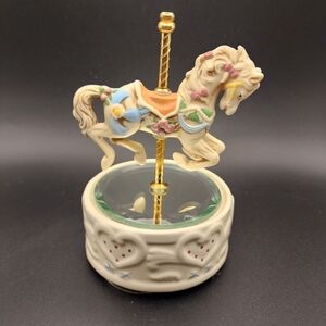 Vintage Beveled Glass Carousel Horse Music Box